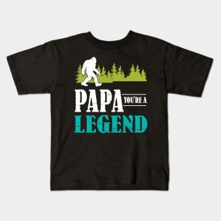 Papa Bigfoot You're A Legend Happy Father Parent Summer Independence Summer Day Vintage Retro Kids T-Shirt